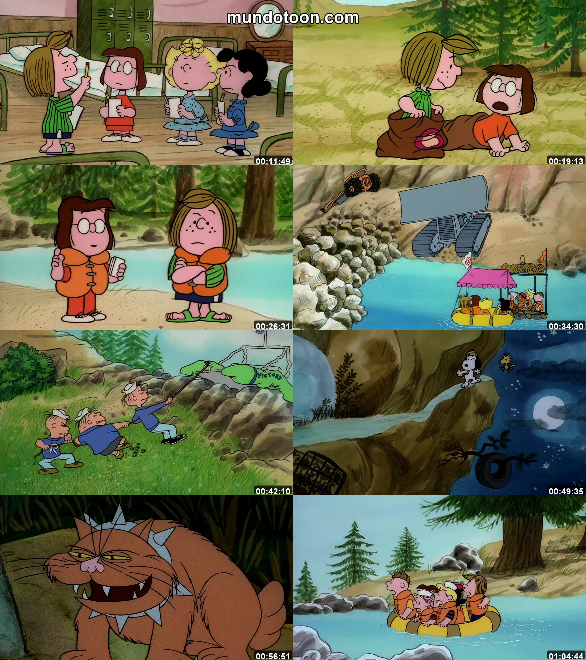 Collage de capturas de pantalla de Escapa, Charlie Brown