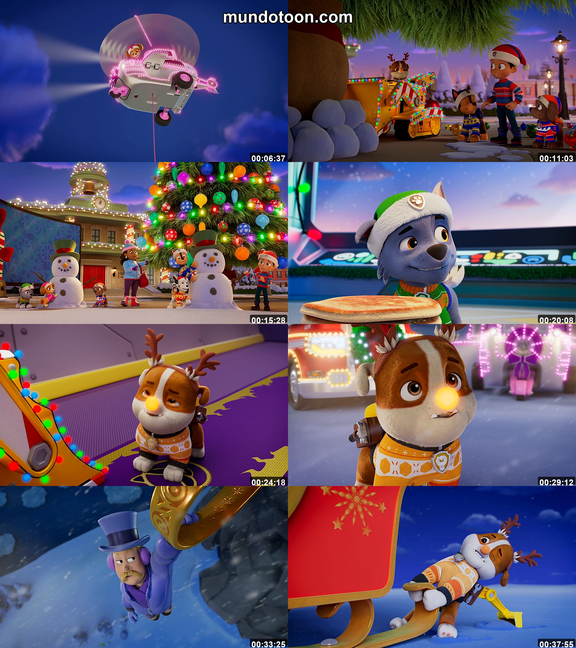 Collage de capturas de pantalla de PAW Patrol especial de Navidad Collage de capturas de pantalla de PAW Patrol especial de Navidad
