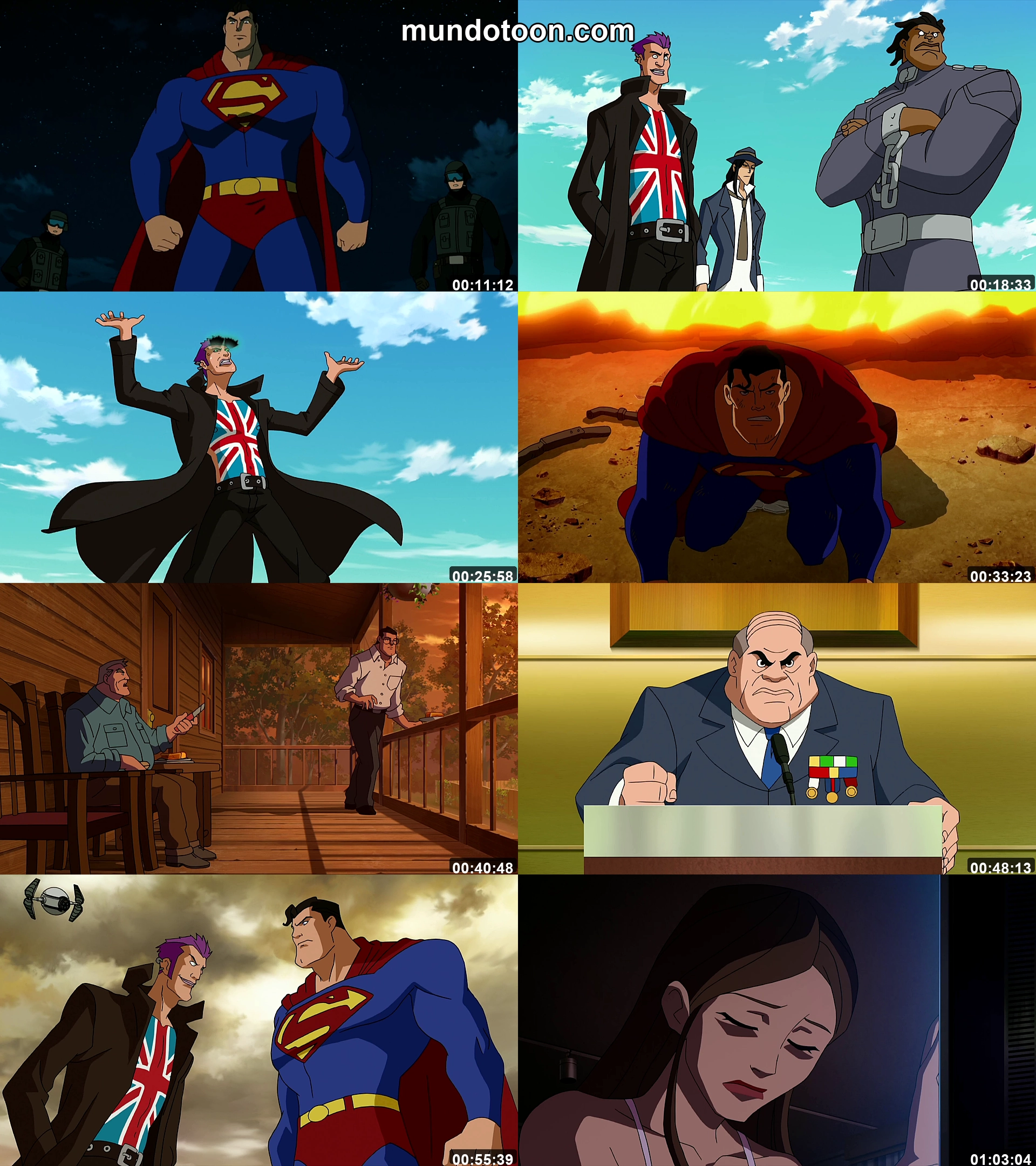 Collage de capturas de pantalla de Superman contra La Élite