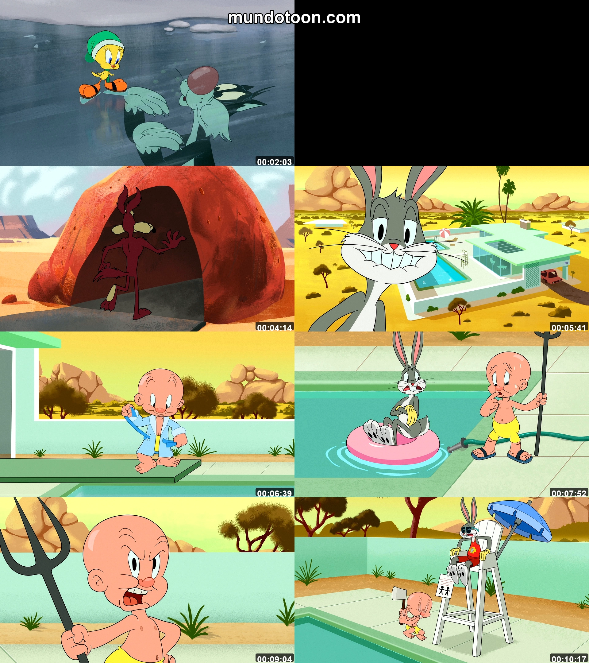 Collage de capturas de pantalla de Looney Tunes Cartoons