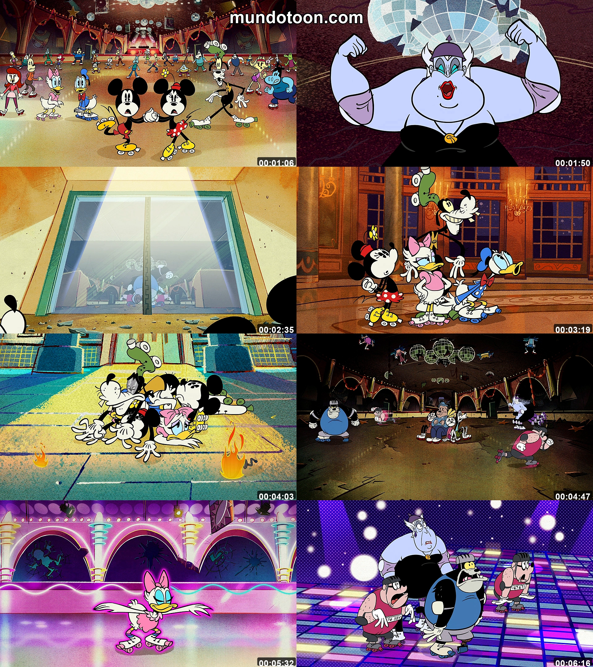 Collage de capturas de pantalla de El maravilloso mundo de Mickey Mouse