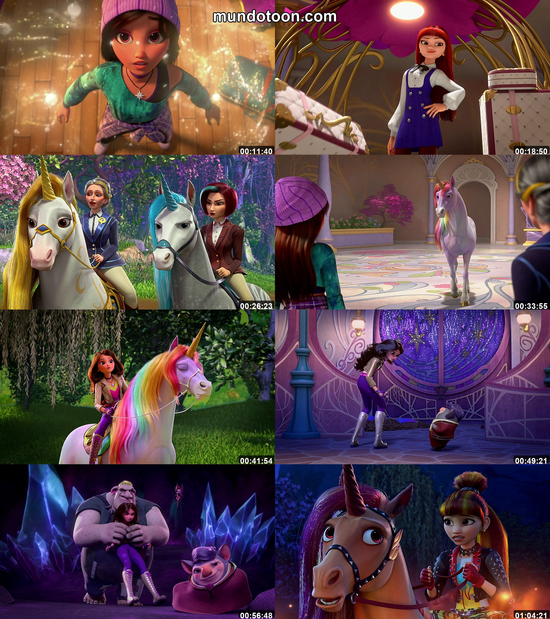 Collage de capturas de pantalla de Academia Unicornio