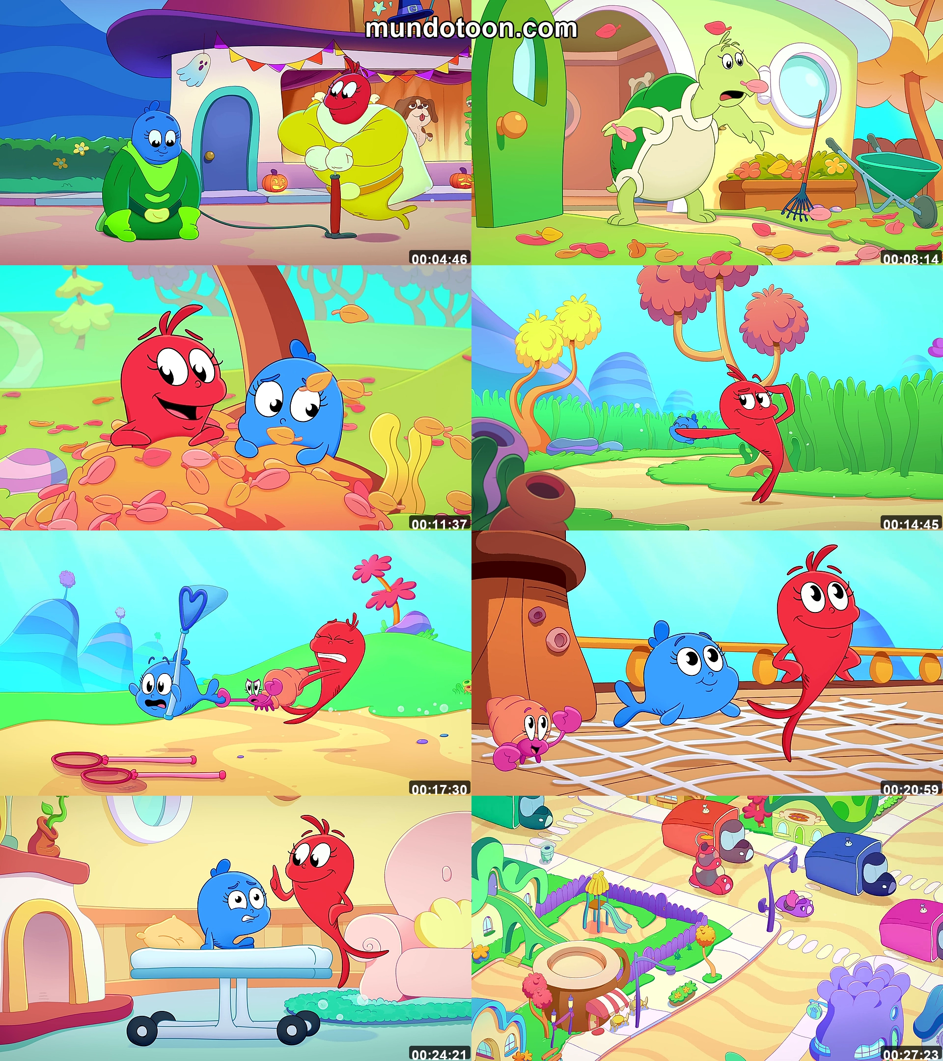 Collage de capturas de pantalla de Dr. Seuss: Pez rojo, pez azul