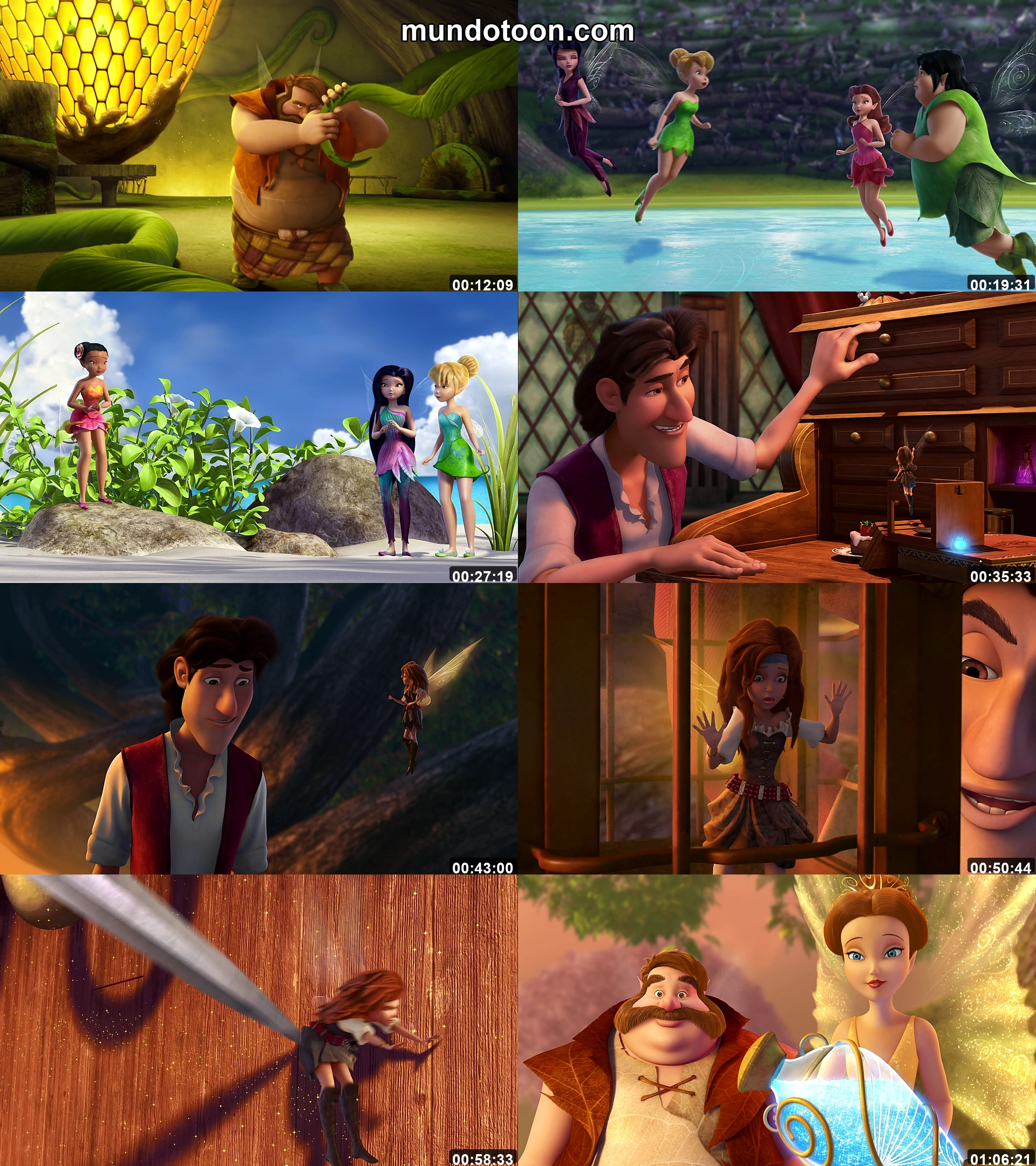 Collage de capturas de pantalla de Tinker Bell: Hadas y Piratas