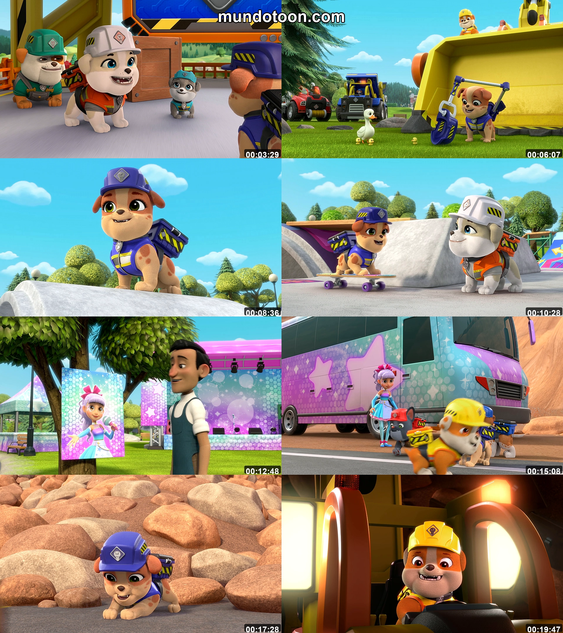 Collage de capturas de pantalla de Rubble y Equipo