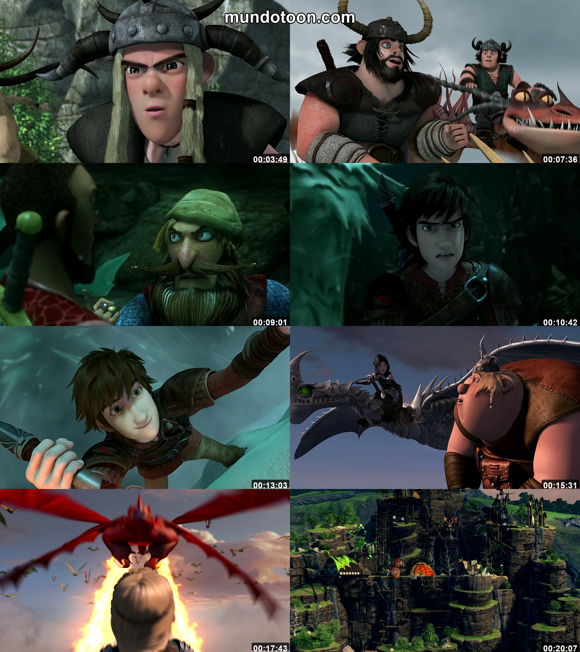 Collage de capturas de pantalla de Dragones: Carrera al borde
